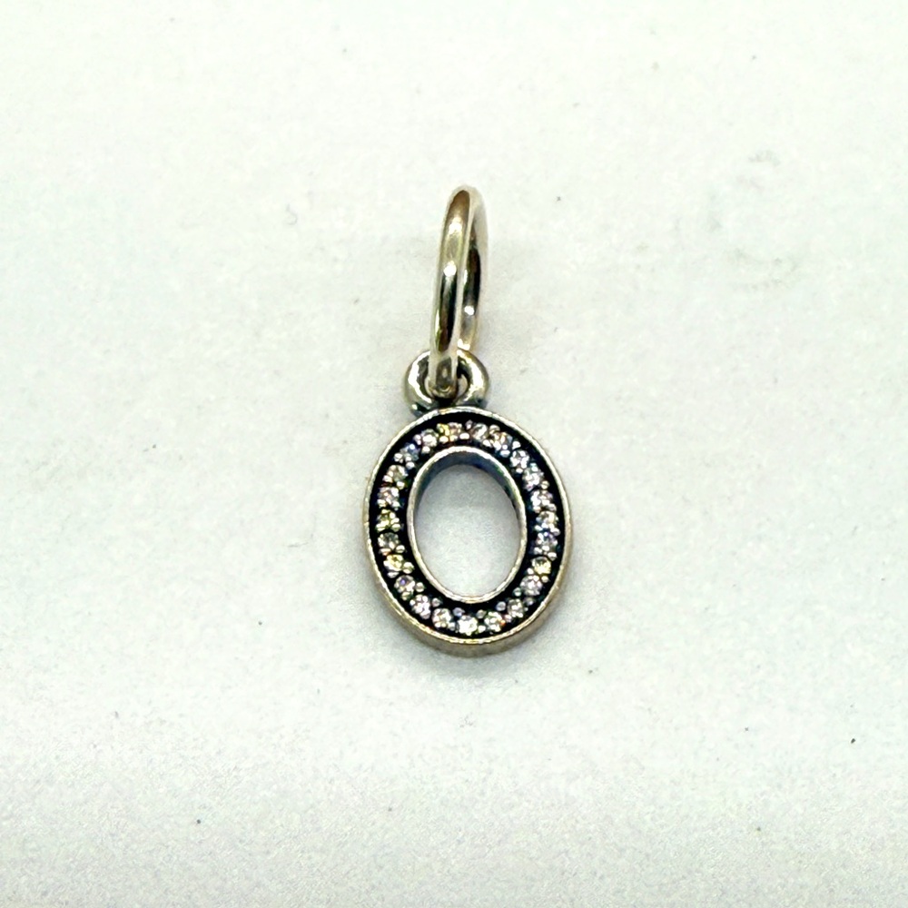 Pandora Sterling Silver Pavé Letter O Alphabet Charm Pendant S925 ALE